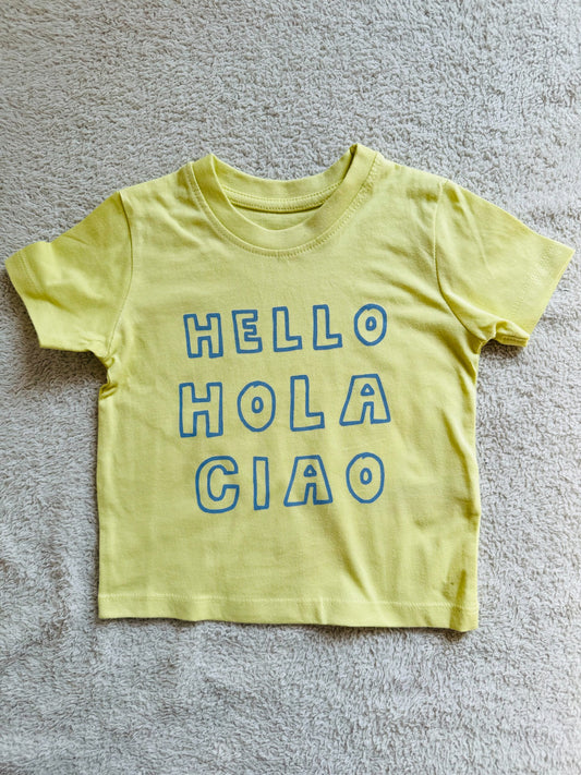 Round neck half sleeves tshirt Yellow Hello
