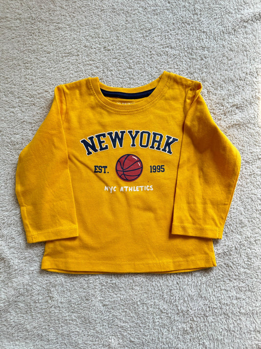 Round neck full sleeves tshirt Yellow New York
