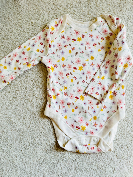 Full sleeves bodysuit - Multi coloured flowers off-white