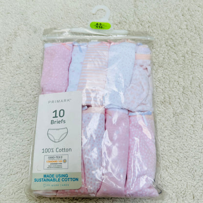 Set of 10 Briefs for Girls - Pink Hearts