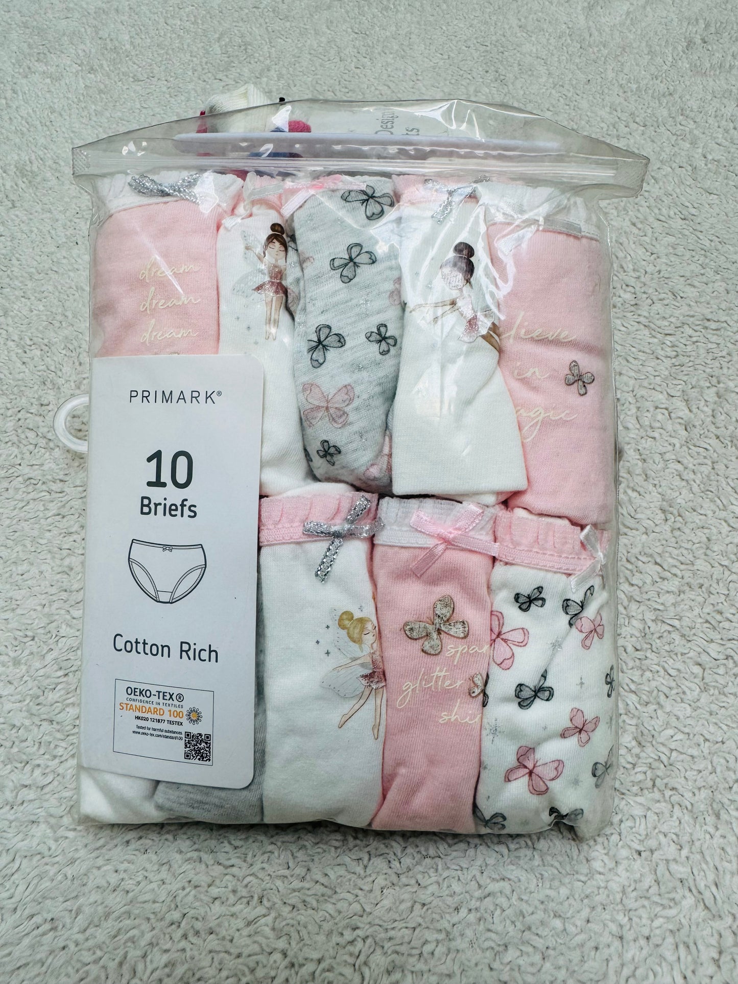 Set of 10 Briefs for Girls - Butterflies