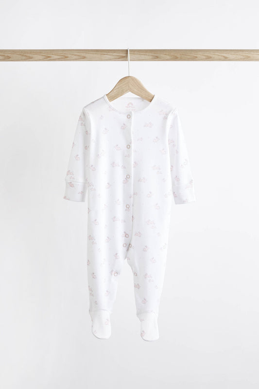 White Bunny Baby Long Sleeve Sleepsuit