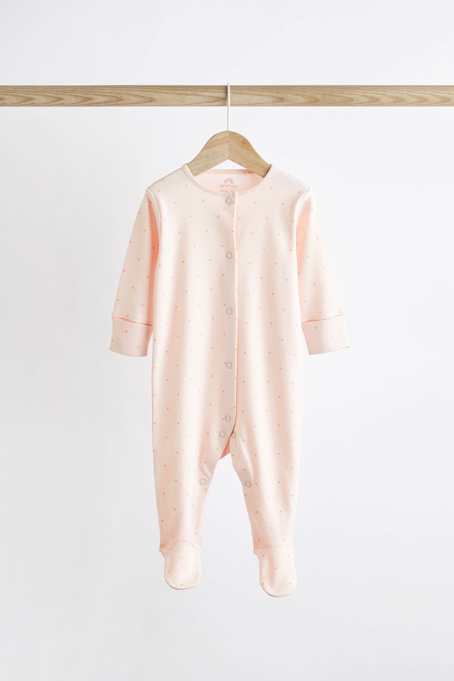 Pink Hearts Baby Long Sleeve Sleepsuit