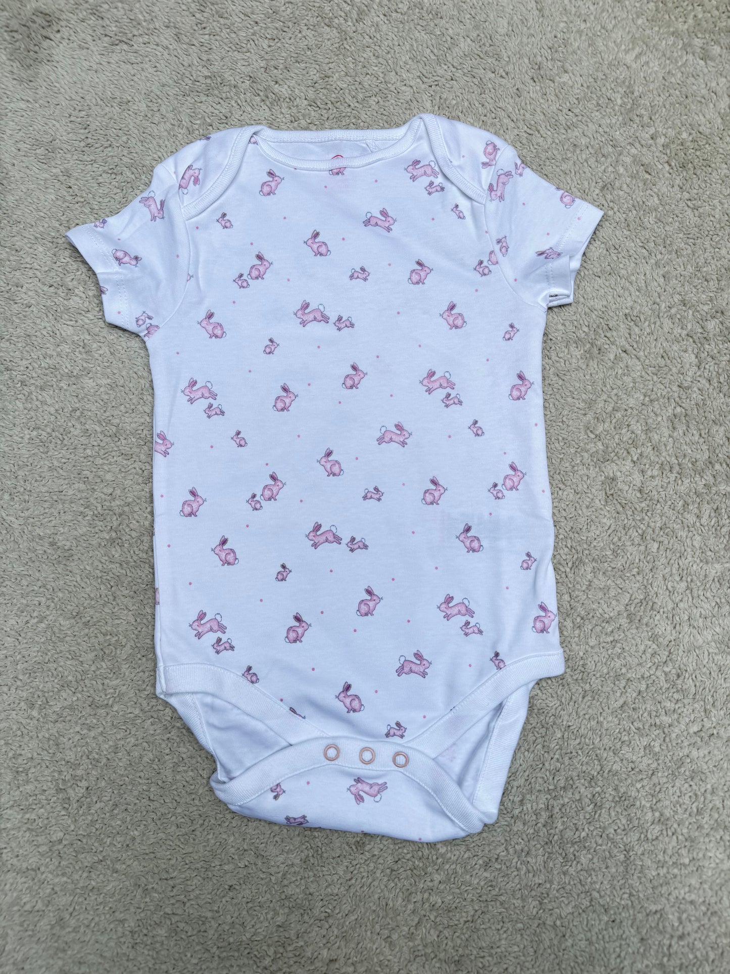 White Bunny Baby Short Sleeve Bodysuit