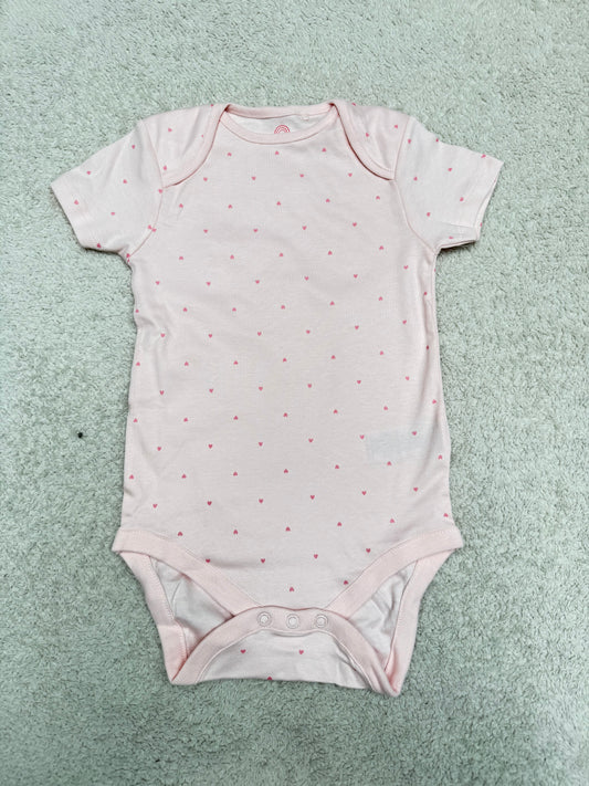 Pink Hearts Baby Short Sleeve Bodysuit