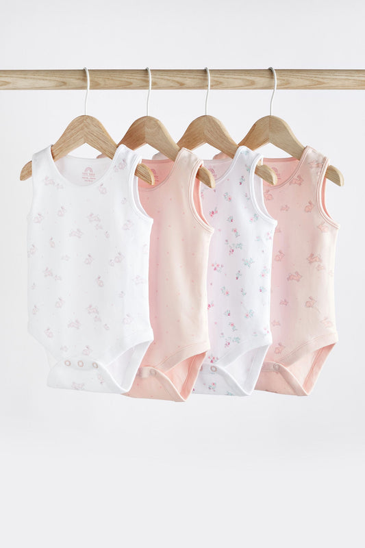 Pink/White Vests 4 Pack